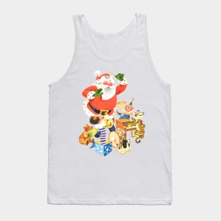 Music of Santa Claus and his friends on Merry Christmas night Retro Vintage Comic Cartoon Tank Top